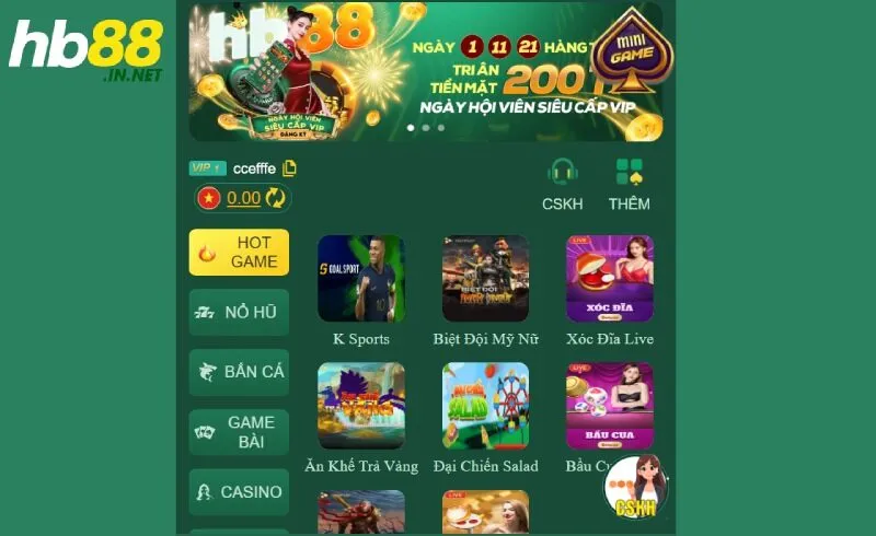 Đa dạng các game đổi thưởng tại HB88 cho bet thủ tham gia